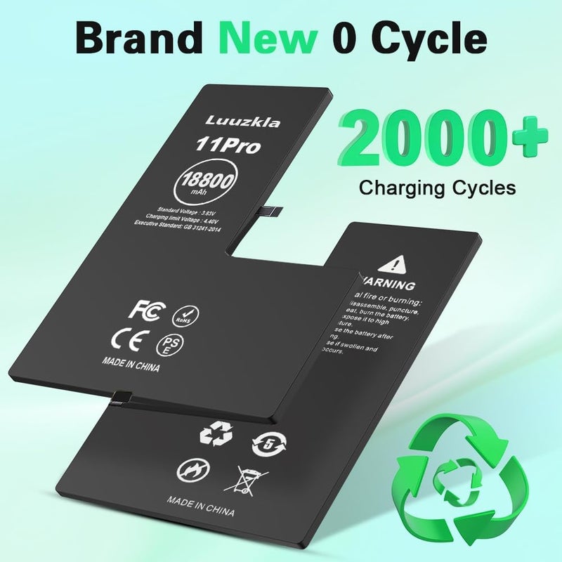 Luuzkla 18800mAh (2025 New Upgrade) Battery Compatible with iPhone 11 PRO, Super Capacity Battery Replacement Compatible with iPhone 11 PRO, with Full Tool Kits-0 Cycle High Capacity-24 Months Service - Image 5